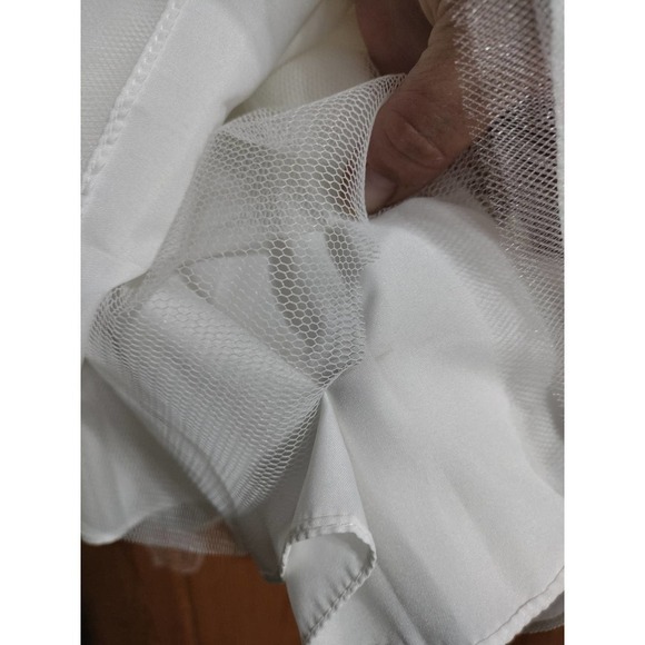 David's Bridal child size 4 formal dress beige & white flower girl jr bridesmaid - Picture 10 of 16